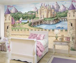 Fairy Princess Castle Wallpaper Mural w/ Carriage  