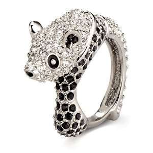    Black and White Swarovski Crystal Panda Ring SusanB. Jewelry