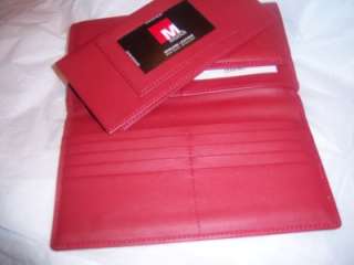 Executive Secretary Leather Checkbook Wallet,Red  