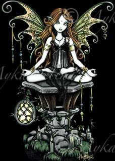 Lotus Nature Gothc Yoga Fairy Art OOAK ACEO AMBER  