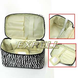 Zebra Foldable Lady Makeup Cosmetic Container Hand Case Pouch Bag 