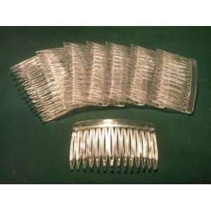    12 Clear Plastic Hair Combs For Veils Halos Crafts 